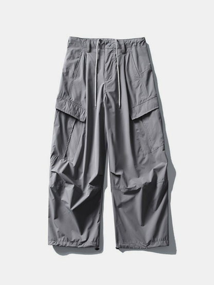 FoxSight - Unisex Lace-Up Layered Pink Curved Parachute Pants
