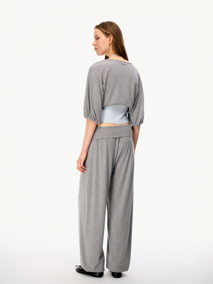 SilkTouch - Women's Contrast Balloon Sleeve Cropped Knit Set