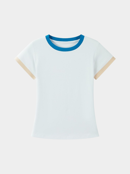 Aquaflow - Women's Color-Block Slim Fit Cropped T-Shirt