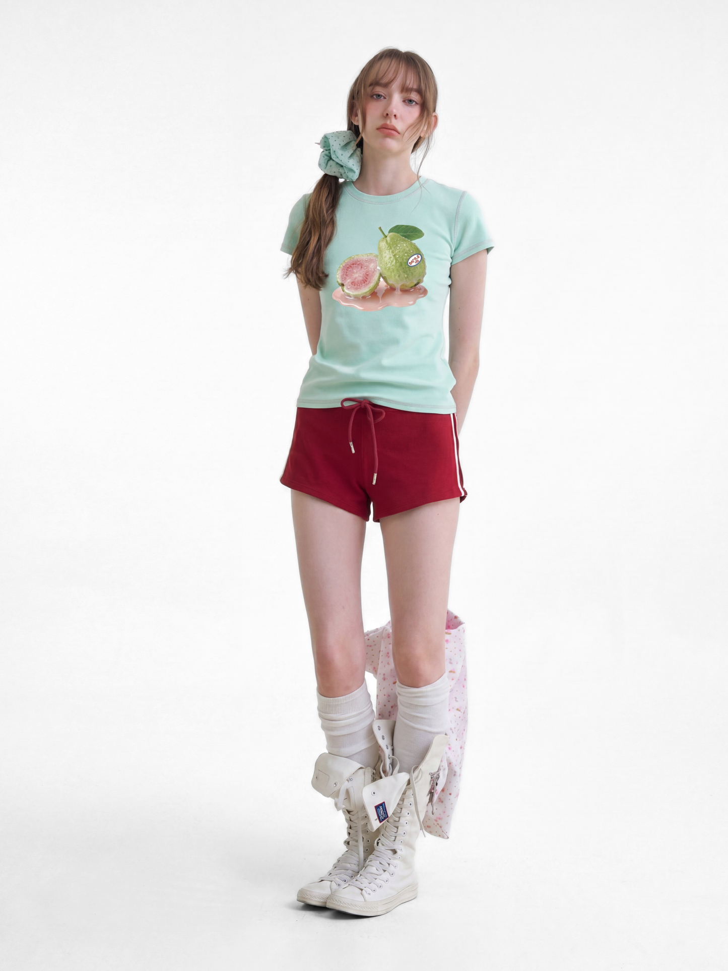 BerryPop - Women's Contrast Stitch Dopamine Print Cropped T-Shirt