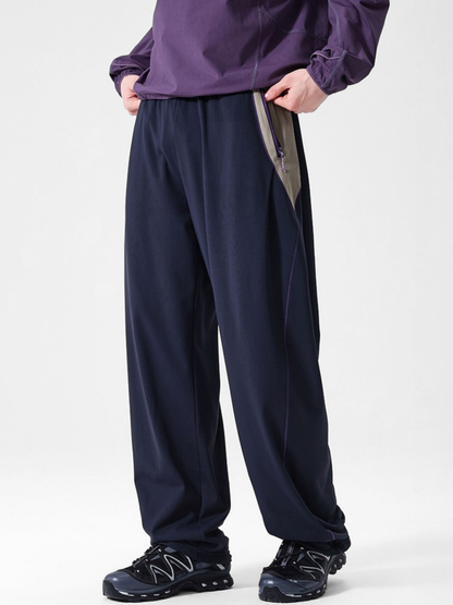 RunFlow - Unisex Contrast Stitch Lightweight Quick-Dry Paratrooper Pants