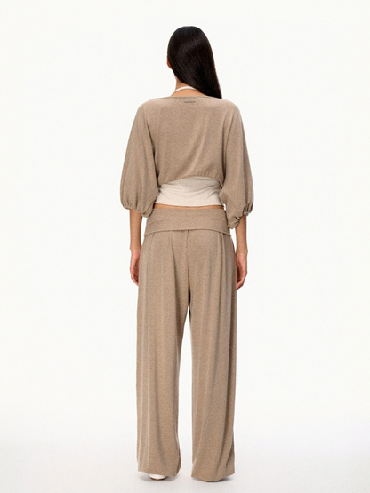 SilkTouch - Women's Contrast Balloon Sleeve Cropped Knit Set