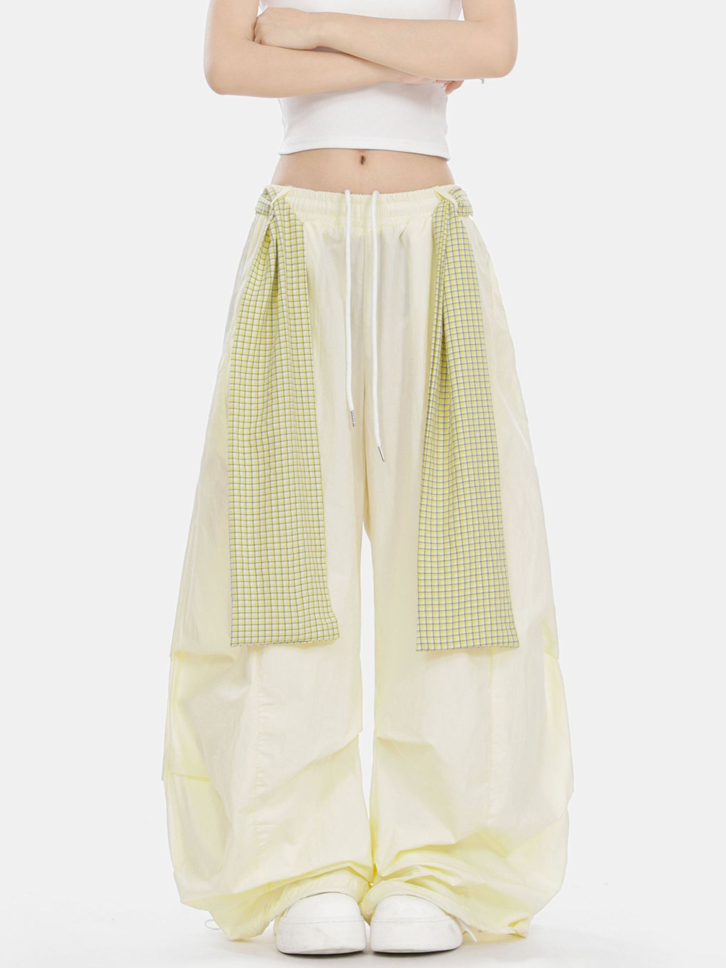 SoftEarth - Women's Plaid Panel Belt Straight-Leg Pants